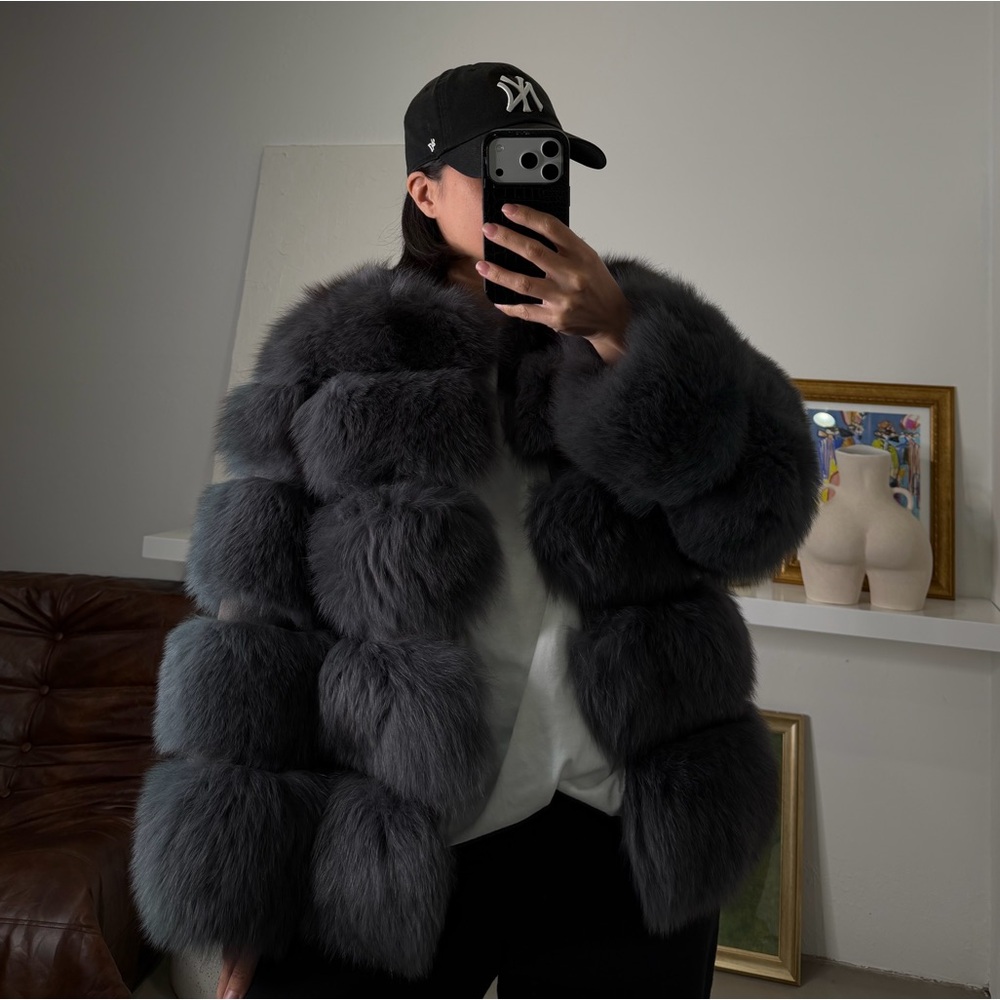 Women's Gray Genuine Fox Fur Jacket- make an offer